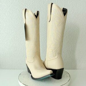 Lane SMOKESHOW Cowboy Boots Womens Size 8 Pale Ivory Western Snip Toe Tall